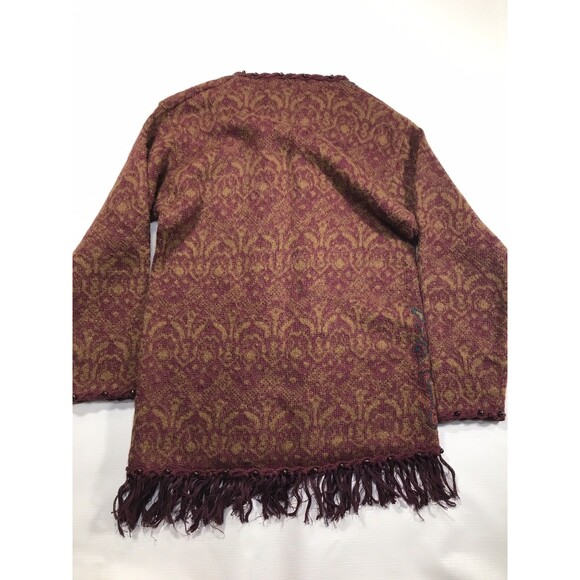 Express Tricot Vintage Ramie Wool Blend Sweater Embroidered Artsy Tassels Sz XS - Picture 8 of 8
